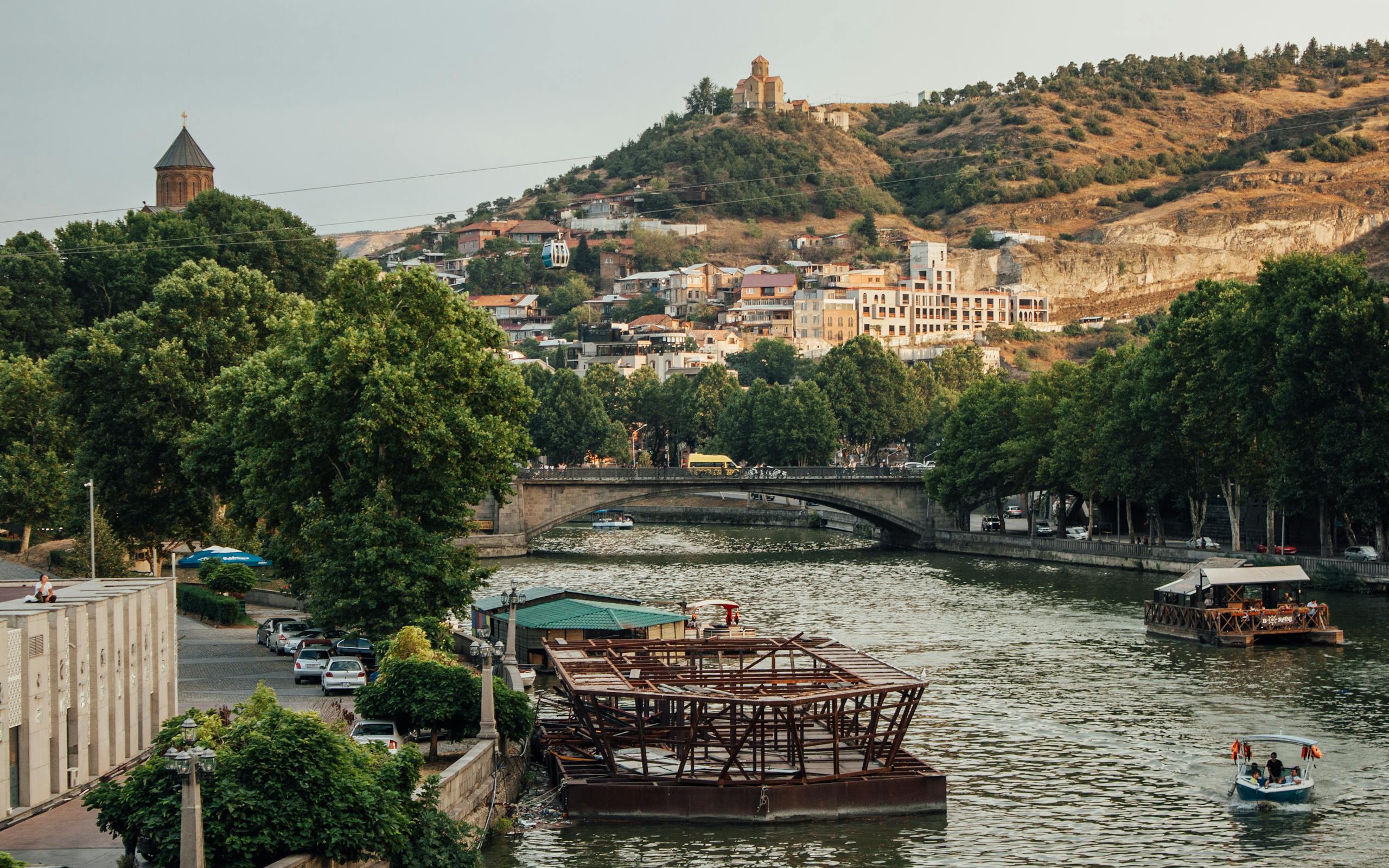 Boat in River in Tbilisi